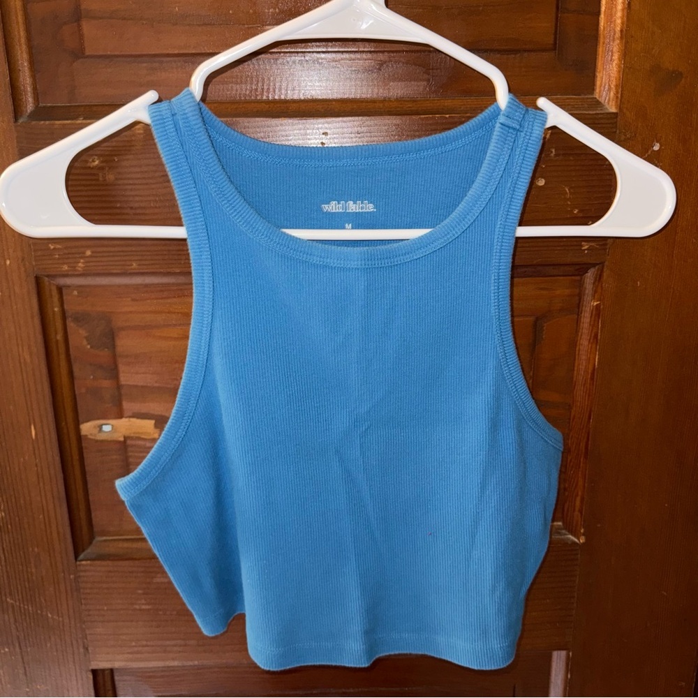 Blue High Neck Tank Top